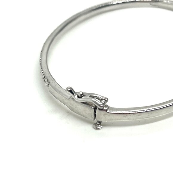 VINTAGE SUN 925 STERLING SILVER HINGED BANGLE BRACELET WOMENS DIAMOND ACCENTS - Picture 9 of 13